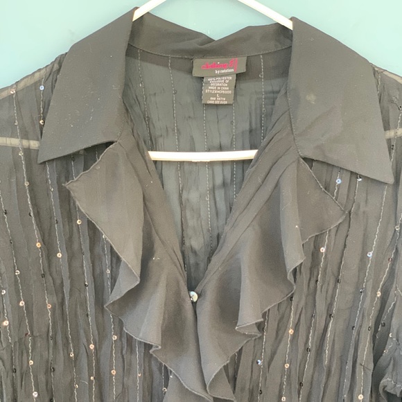 Notations Tops - Notations - Blk ruffled, crinkled, sequins - $17